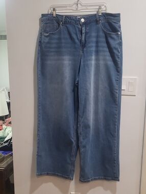 Eloquii Elements Wide Leg Jeans Size 16 Wash Denim